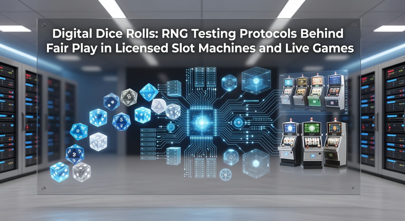 Schematische weergave van een RNG-algoritme in actie bij een online gokkast, met grafieken van willekeurige uitkomsten