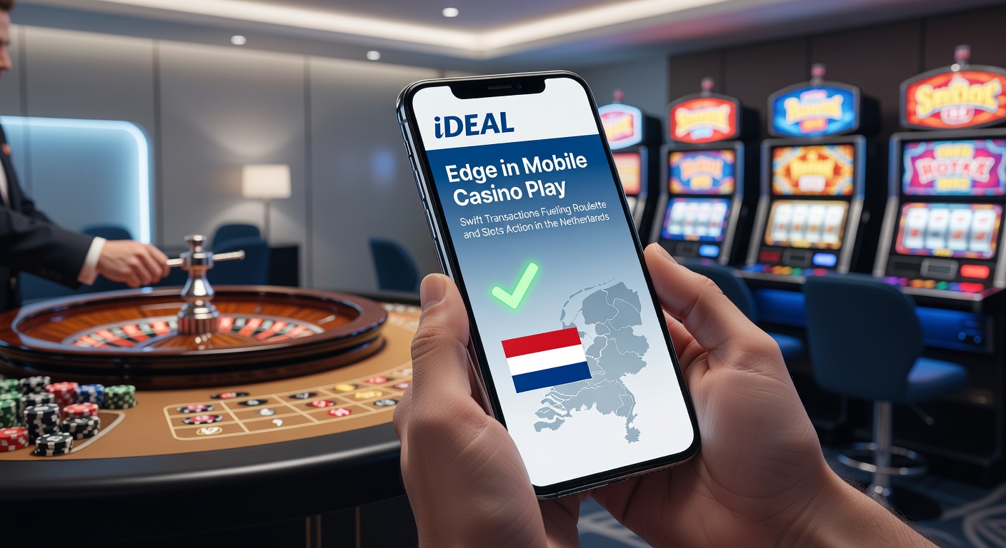 Mobiele telefoon met iDEAL-betaling bij een online roulette-tafel in een Nederlands casino-app