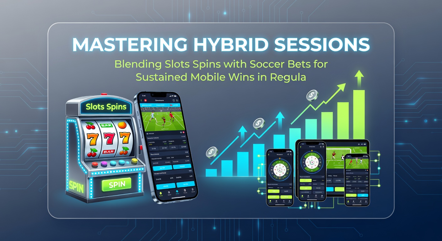 Grafiek met hybride sessie-statistieken, slots en voetbalbets overlappend op een mobiel scherm