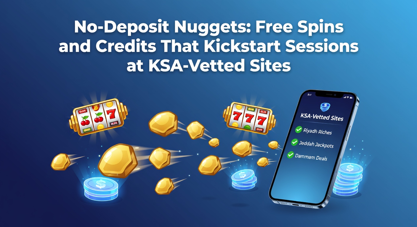 Schermafbeelding van een online casino met gratis spins en no-deposit credits op een KSA-gelicenseerde site, inclusief bonussen en spelletjes zoals slots